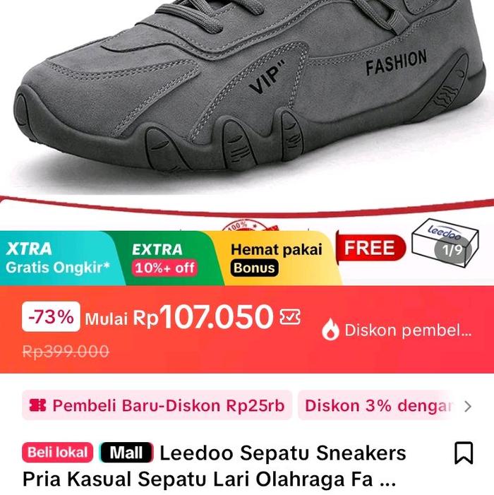 Leedoo Sepatu Sneakers Pria Kasual Olahraga Fa VIP Fashion Hemat Pakai Bonus Gratis Ongkir Diskon 3%