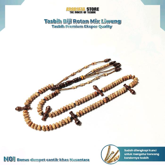 Tasbih Tijani Biji Rotan mix Liwung Tasbih Indonesia Premium