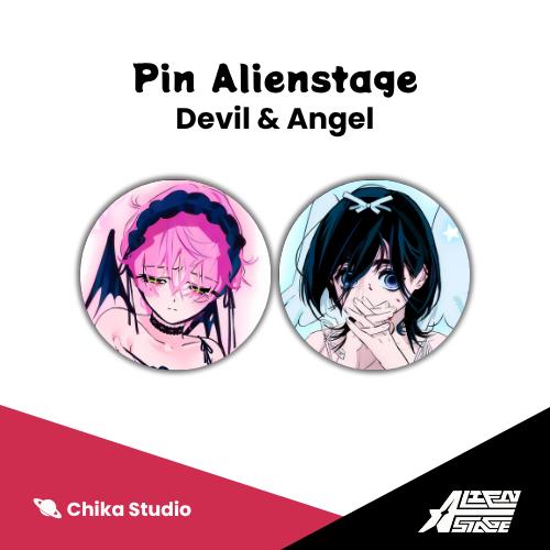 [Alien Stage Fan Merchandise] Pin Button Peniti & Magnet Alien Stage - Devil & Angel | 32mm 44mm 58m