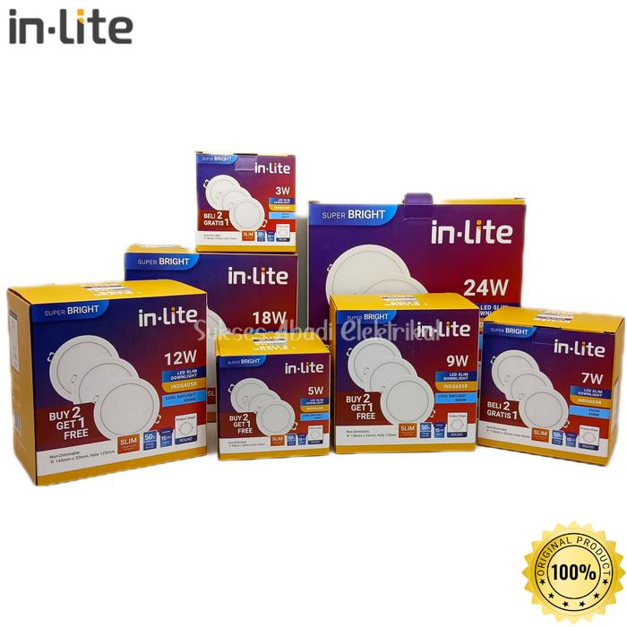 Inlite Downlight Panel Paket Isi 3 Led In-Lite *BERGARANSI* INDS 605
