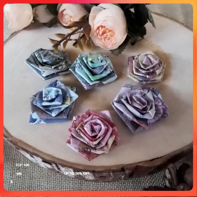 Replika bunga mawar uang mainan accesories mahar hiasan mahar scrapbook- origami uang kertas mainan 