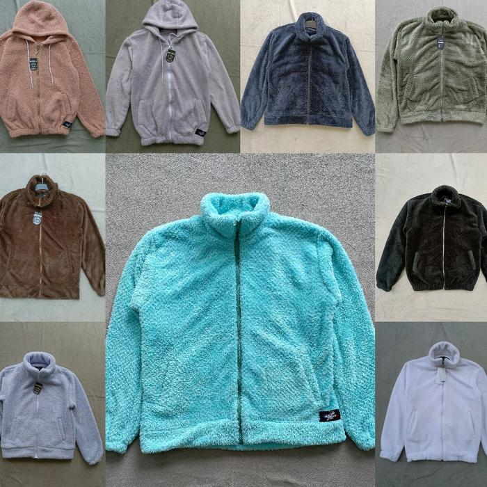 JAKET BULU SHERPA DEWASA ZIPPER HOODIE POLOS MUSIM DINGIN Pria Wanita Sweater Tebal Unisex Distro Ca