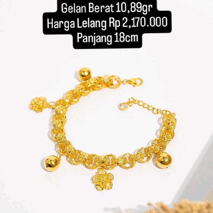 Gelang Emas emas 22k 700℅ Gelan Berat 10,89gr Harga Lelang Rp 2,170.000 Panjang 18cm  emas ini yang 