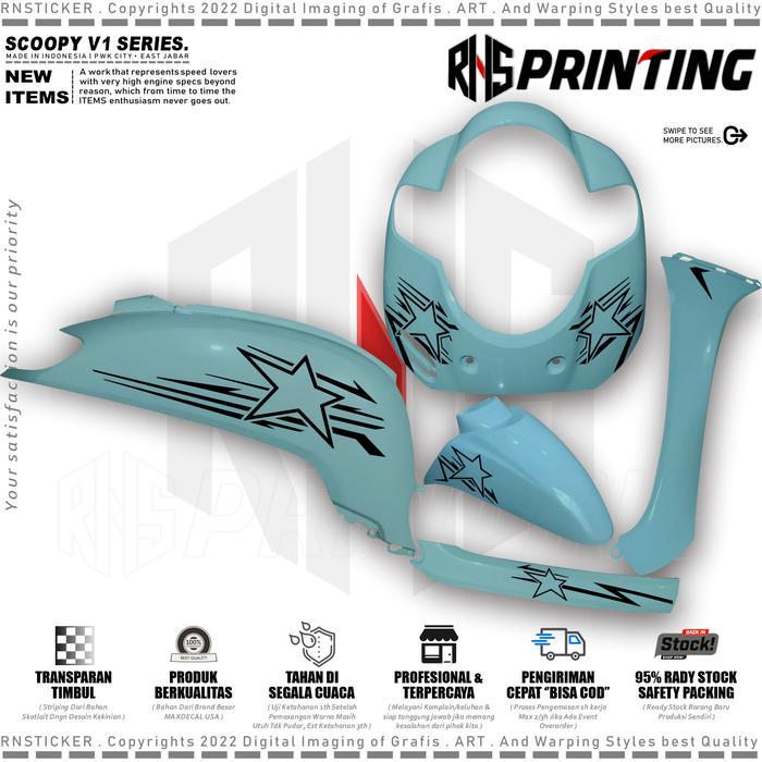 SCV1 Cutting Sticker Striping Variasi Bintang Star Stiker Scoopy Donat Striping Bintang All Scoopy K