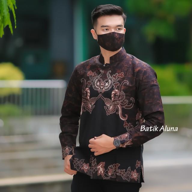 Baju Koko Pria Lengan Panjang Koko Dewasa Lengan Panjang Premium - Model MBA 010 - Masker, Muslim, R