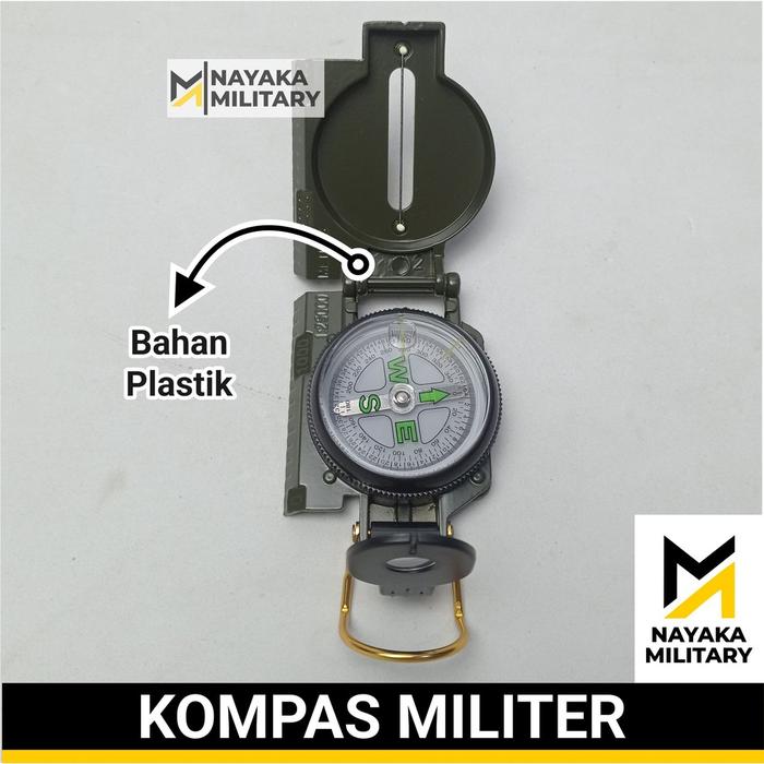 Bahan Plastik Kompas Lensatik Militer Compass Lensatic Bidik Lensa Penunjuk Arah Mata Angin Komcad T
