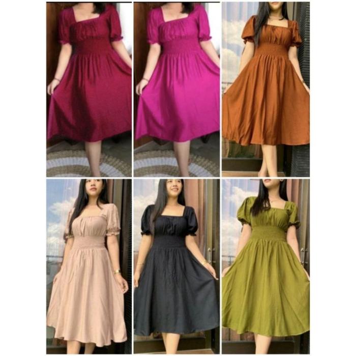 Daster Polos Wanita Homedress Naura Pinggang Kerut Kekinian Model Jumbo Terbaru - Busui, Panjang Bum