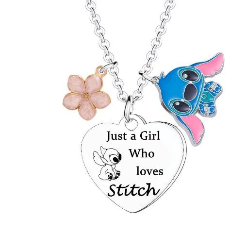 Lilo & Stitch Cartoon Metal Necklace Pendant Necklaces Characters Kids Gifts for Women Jewelry Child