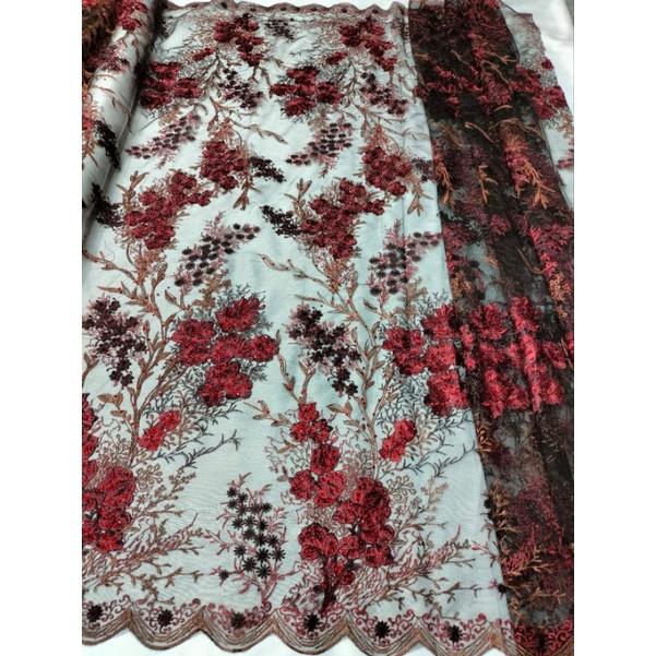 Ready- Bahan Kain Tile Sakura Jepang Full Mutiara Twoton Colour