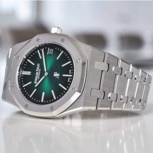 JAM TANGAN AP THIN SMOKED GREEN DIAL SWISS 41MM AUPIGE SMOKED GREEN BY ZF FACTORY