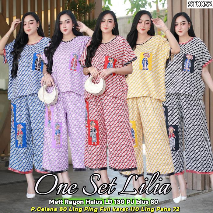 Set Batik LILIA By Jessa Bahan Rayon Halus Tebal Motif Bu Tejo Wanita Santai elegan