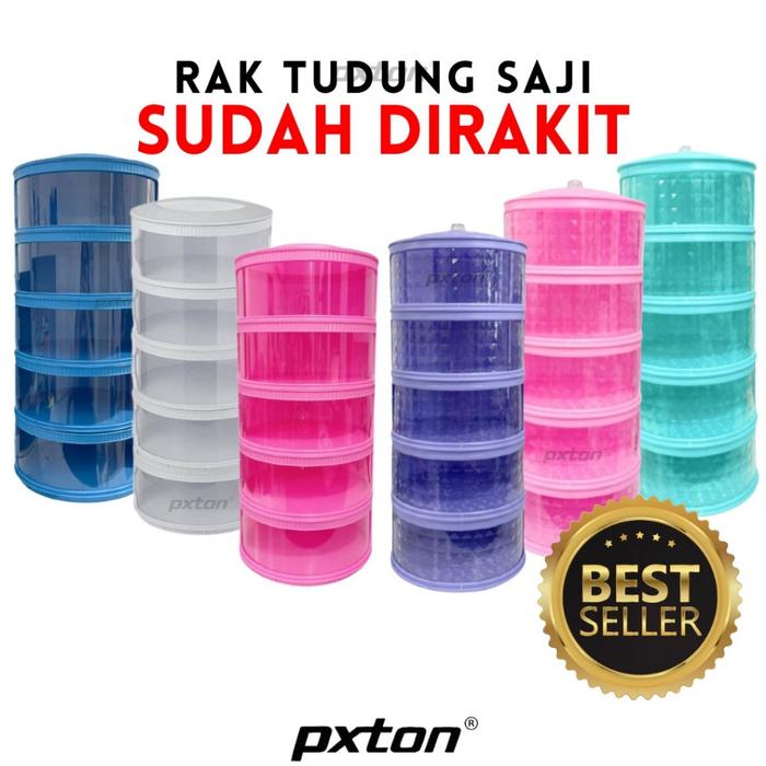 DISKON PXTON - Multilayer Rak Plastik Penyimpanan Tempat Makanan / Food storage 4 susun / tudung saj