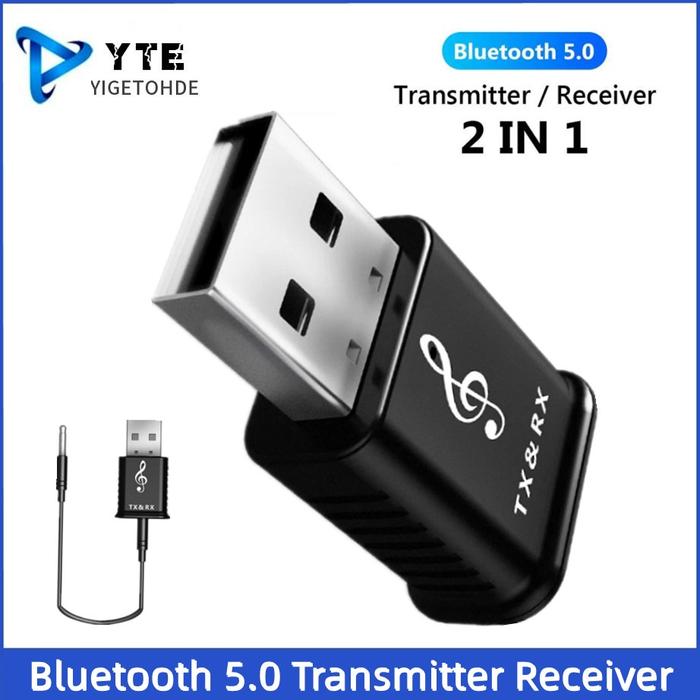 Bluetooth 5.0 Transmitter Receiver 2-in-1 Wireless Audio Adapter AUX 3.5mm for TV PC Car Speaker Hea