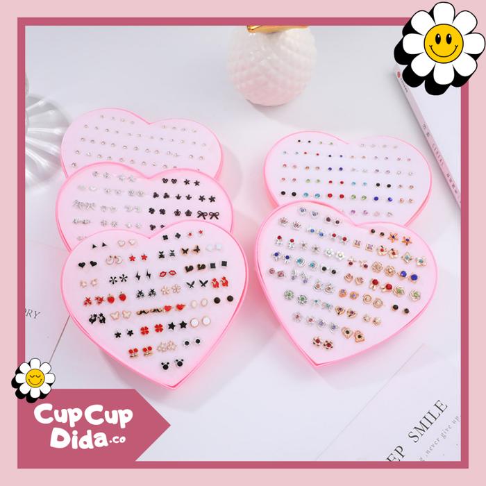 Anting SET 36 Tusuk Berbagai Bentuk Women Earrings Set