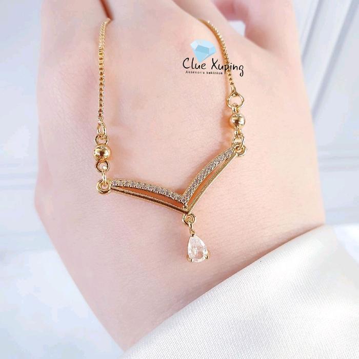 Clue Xuping Aksesories Kalung Perhiasan Wanita Fuji Permata Jatuh Cxb00017 chain bracelet Gold Cinci