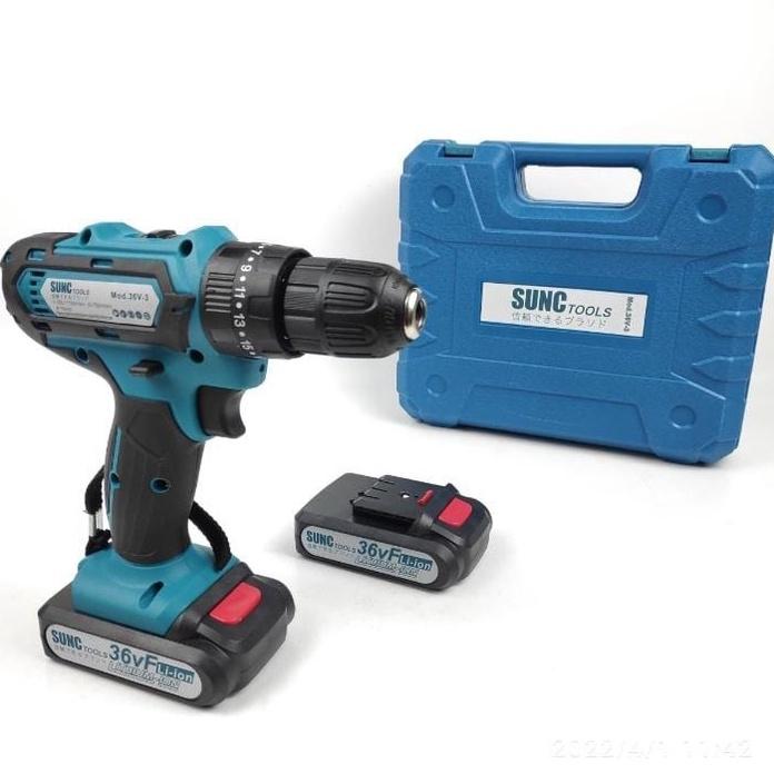 SUNC CORDLESS 36V BOR IMPACT DRILL KAYU BESI TEMBOK SET 36 V / JLD 36