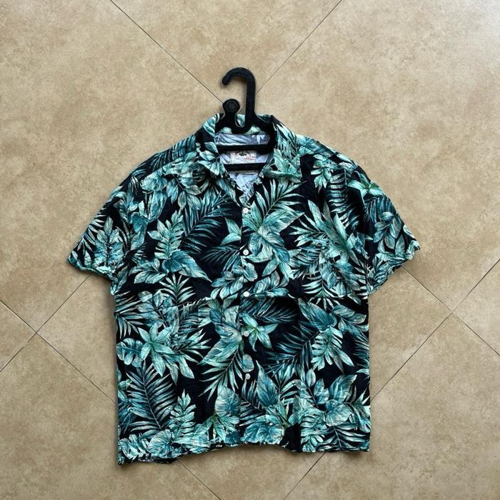KEMEJA OPEN COLLAR D LAND BLACK GREEN SECOND