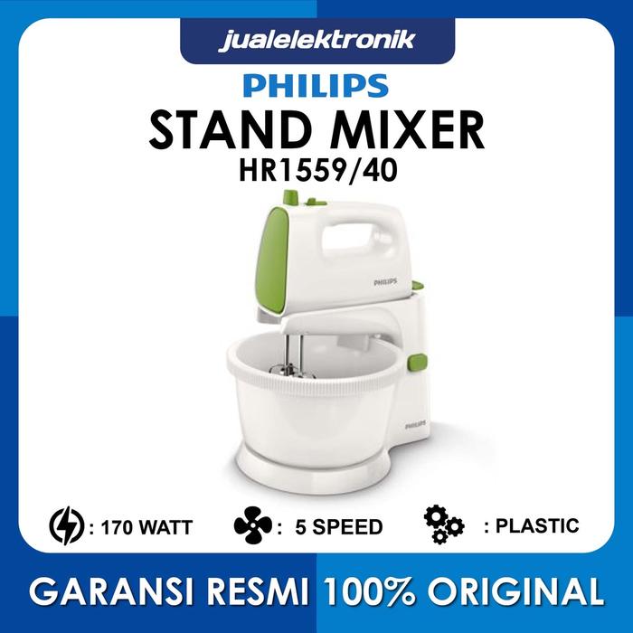 Philips Stand Mixer 170 Watt 5 Speed HR1559/40 Hijau