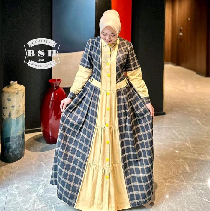 Gamis Dewasa Katun Flanel Import Jameela 2/4 by BSH Muslim Wanita Dress Maxi Pesta Lebaran