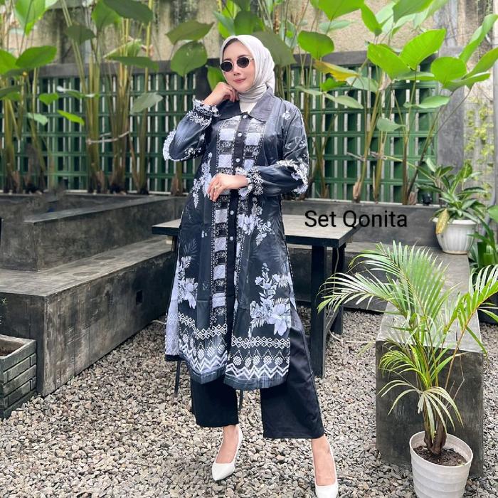 SET TUNIK QONITA PRINTING by VIENARA