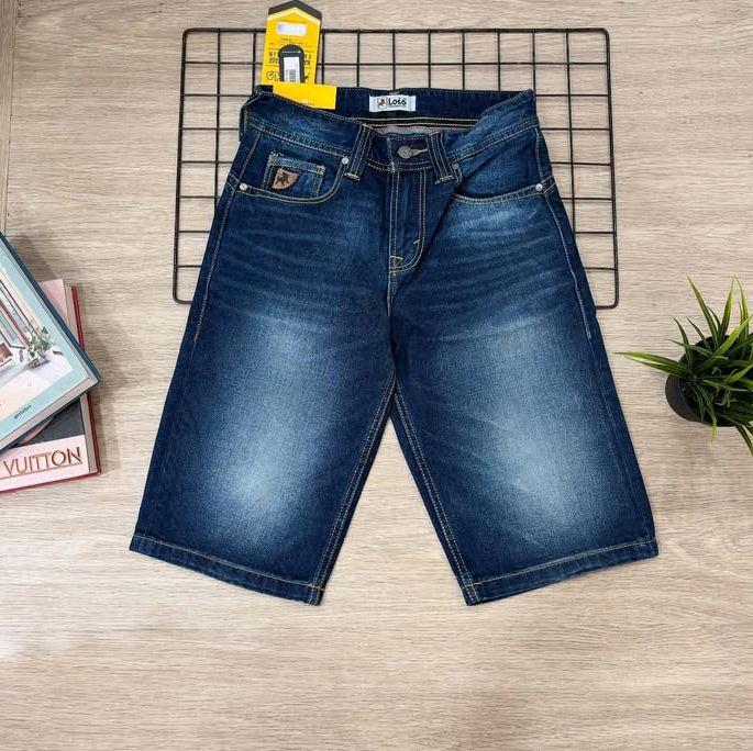 DFD117D Celana pendek jeans denim pria LOIS original murah terbaru. 3second emba cardinal