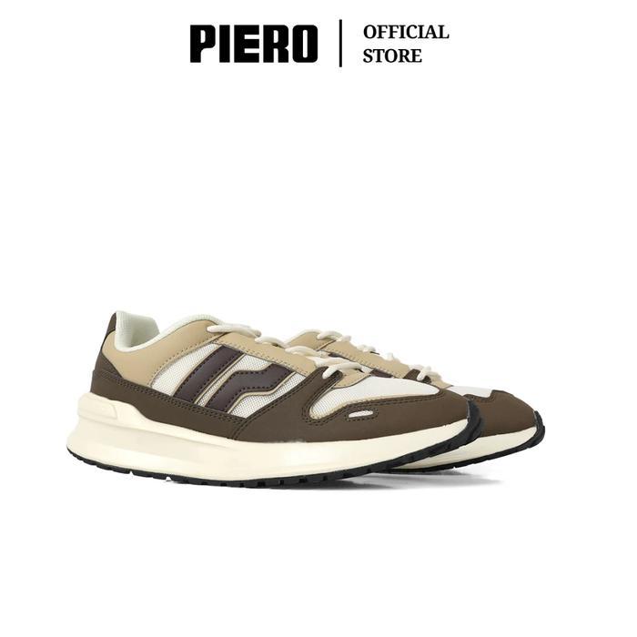 INSTAN PIERO SEPATU SNEAKERS PRIA JOGGER 24 OLIVE OFF WHITE COFFEE PIE1000213 LARIS