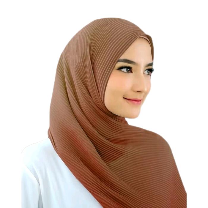 Pashmina Plisket hazelnut Pashmina Plisket coklat hazelnut