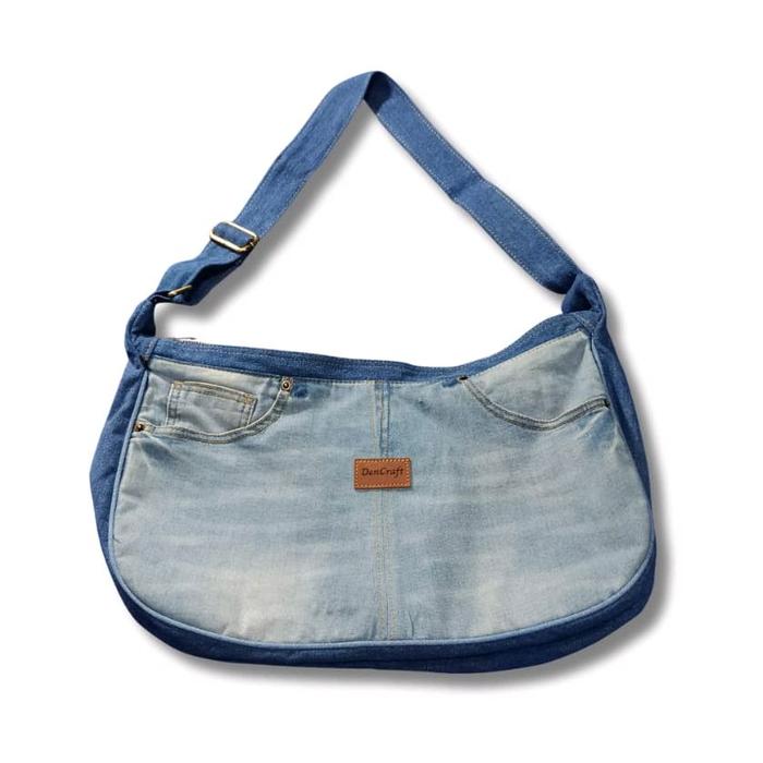 Lamia Totte Bag Upcyle Celana Jeans Tali Adjustable Furing Waterproof Tas Jeans dengan Tali Penyesua