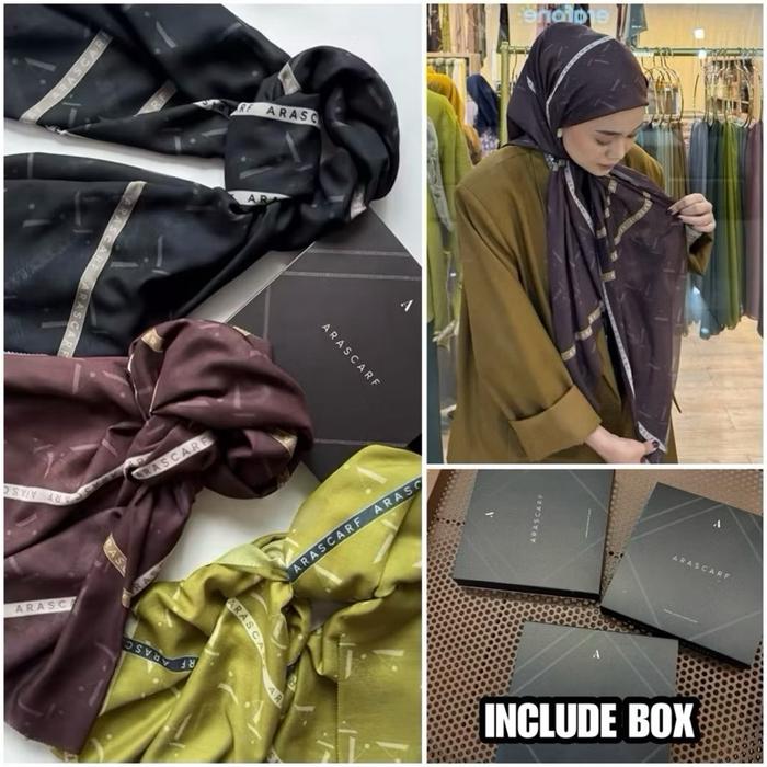 Arascarf Duma Monogram Scarf dengan Box Termasuk - Aksesori Fashion Elegan untuk Penampilan Anda