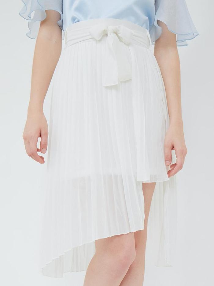 ESYE - Prilly Pleats Skirt | Rok Midi Asimetris Putih