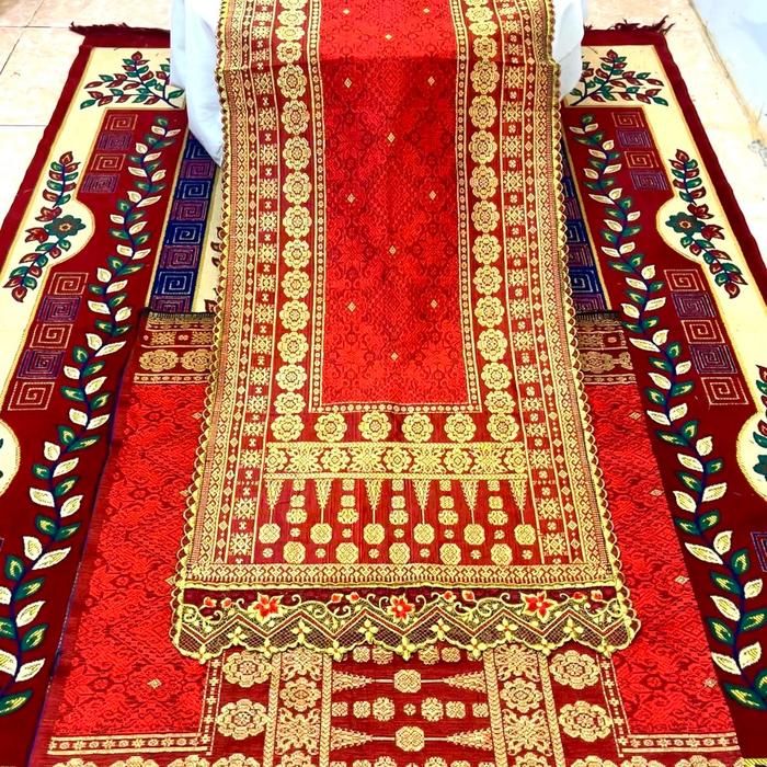 Songket Palembang Asli Tenun Tangan / Songket Bunga Cina Bordir