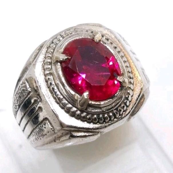 Cincin Batu permata merah delima merah siam rose bangkok / cincin batu akik