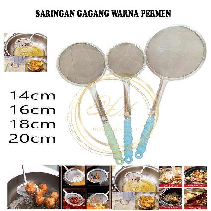 Serok Teh Tepung Kopi Stainless/Ayakan Serokan Masak Gorengan Gagang Bulat