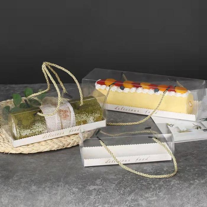 Box Mika Kotak Tali Gold Kotak RollCake Bolu Gulung Roti Cake Tart 5pcs