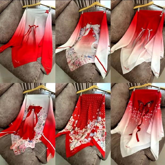 Hijab Pita Agustusan Hijab Pita Kemerdekaan Hijab Pita Merah Putih Muslim Square Kerudung Segi Empat