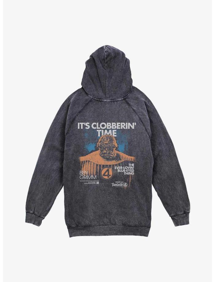 [Official The Fantastic Four] First Steps It's Clobberin' Time Mineral Wash Hoodie | Marvel - Mercha
