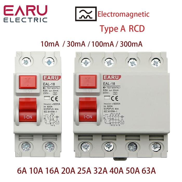 2P 4P 10/30/100/300mA Type A RCCB RCD ELCB Electromagnetic Residual