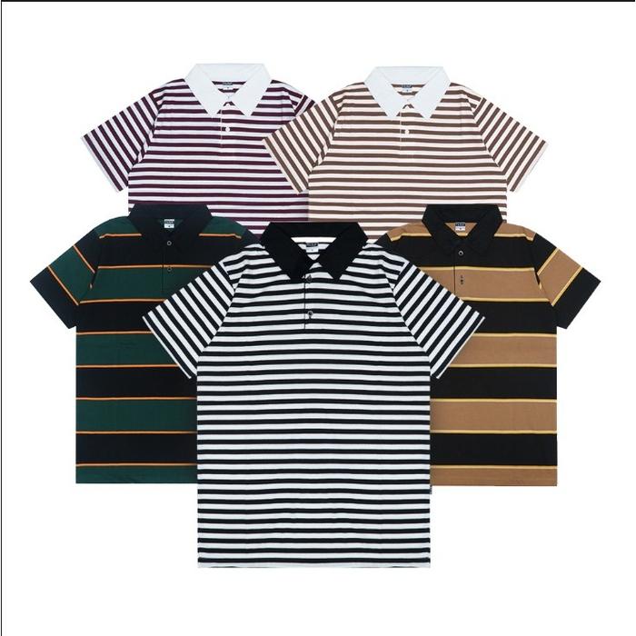 Filsuf Kaos Polo Garis Salur Belang Kerah Rugby Warna Warni Strip Pria Perempuan Anak Dewasa Couple