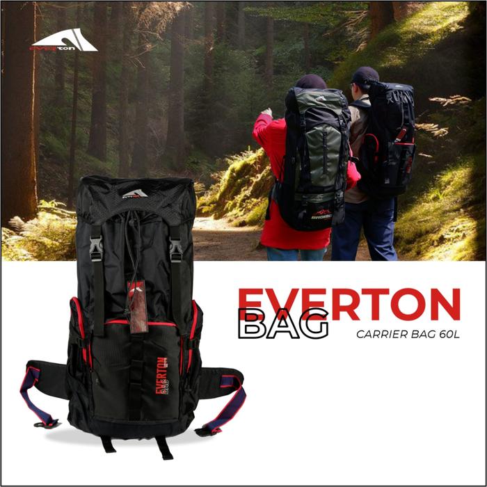 EVERTON BAG HITAM 1 Tas Ransel Gunung Carrier Travelling Backpack Hiking Outdoor 60L
