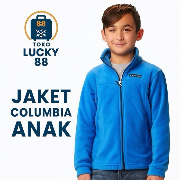 Columbia Jaket Anak Winter Jacket Kids Musim Dingin Fleece Unisex Biru Size 3-4 Tahun Perlengkapan M