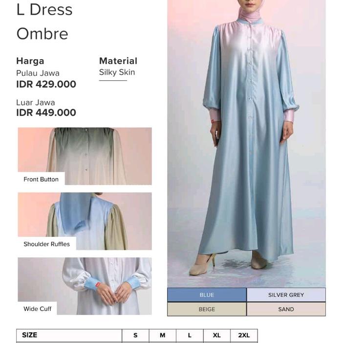 Elzatta Gamis Wanita Dewasa Muslim Pesta Lebaran L Dress Ombre