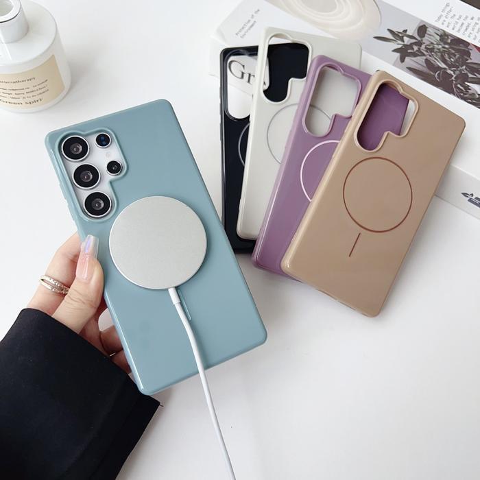Soft Case Luxury Metalic Glossy Premium Magnetik Support Magsafe Wireless Charging Phone Case Siliko