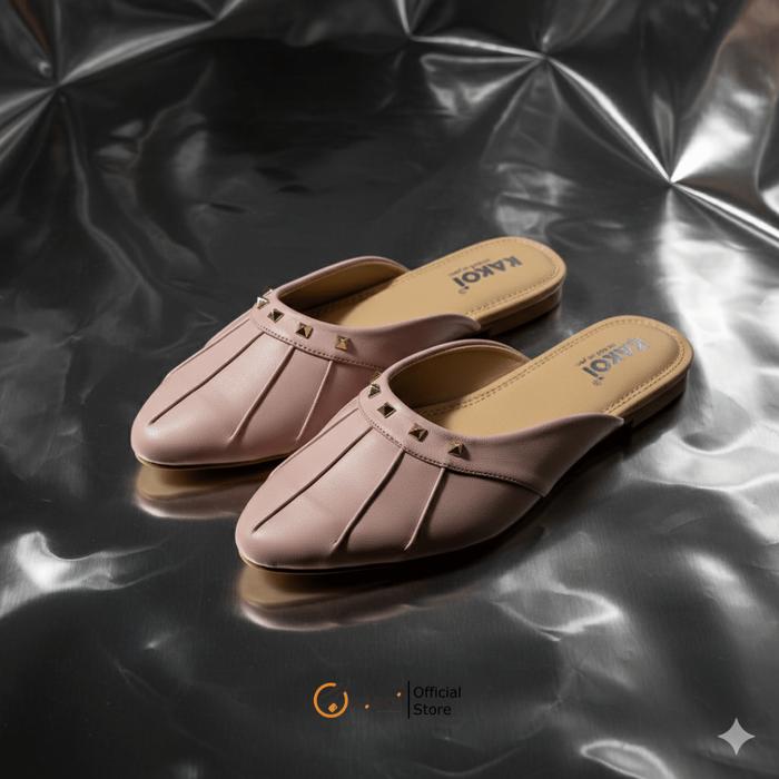 Kakoi Zanva Sepatu Slip-on Wanita Flat Shoes Garis Casual Kantoran Formal Korea Style Hak Rendah