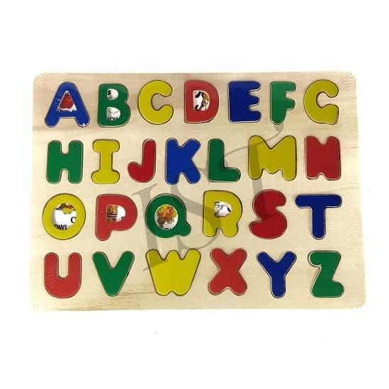 mwn.toys Puzzle Papan Kayu Huruf Abjad