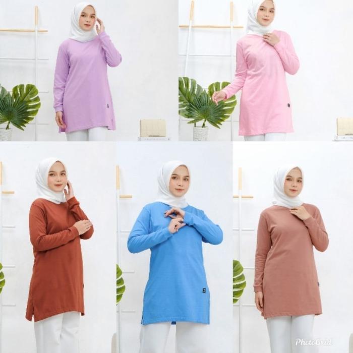 Tunic Kaos Polos wanita kekinian/ Baju tunic kekinian /Kaos Tunik wanita lengan panjang /Baju tunik