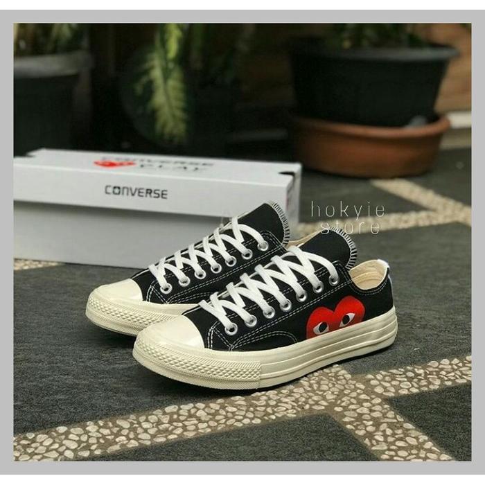 CONVERSE ORIGINAL CDG PLAY LOW BLACK PREMIUM QUALITY TERMURAH/ SEPATU CONVERSE CDG PLAY BLACK LOW
