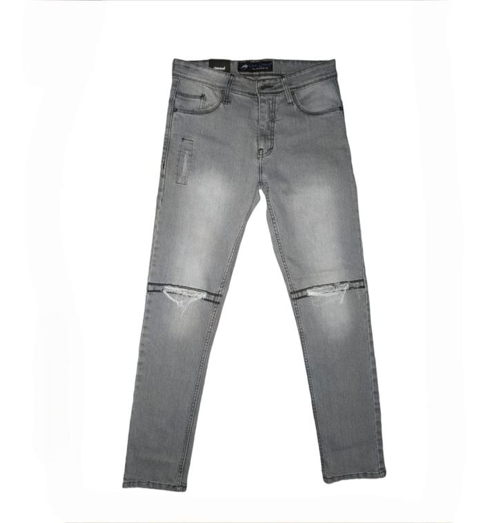 Celana Jeans Ripped Distro Sobek Tidak Tembus Pria Panjang Octha Classic Jeans - Kain, Denim Tebal L