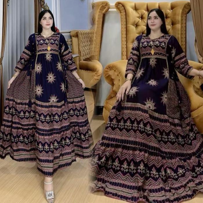 Anarlidah Gamis Wanita Hindi Janda Desain Unik Elegan Muslim Tebal Super Adem PB 138cm PB 110cm Orig