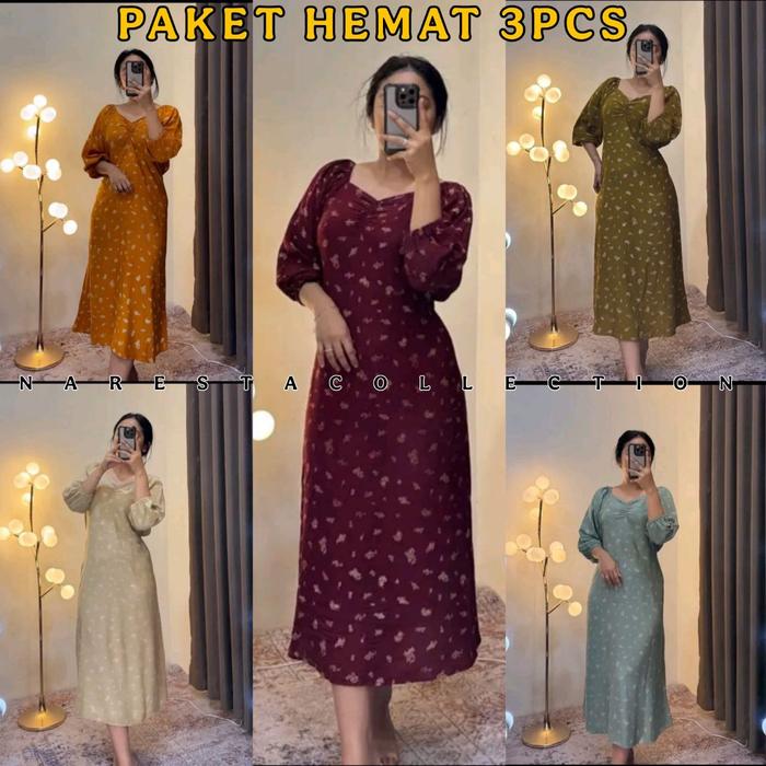 Paket Hemat Daster Batik Jumbo Lengan Pendek Asmara 3 PCS 100RB Rayon Tebal Dress Wanita Karet Serut