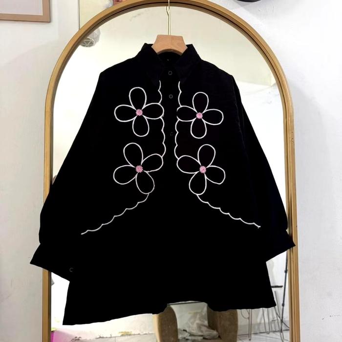 Gaizka - NIRMALA SHIRT Motif - Atasan Wanita Jumbo - Atasan Jumbo - Kemeja Wanita Big Size blouse  k